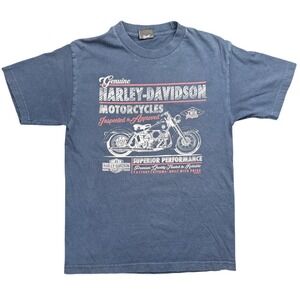 Harley Davidson Zylstra Elk River Minnesota Motorcycle T Shirt Blue Medium